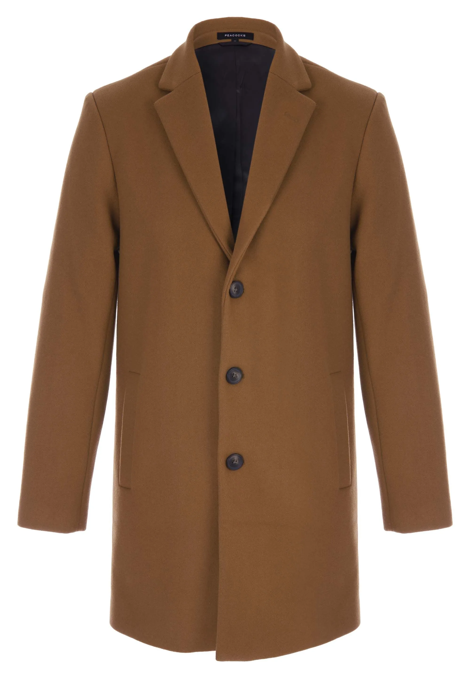 Mens Camel Long Line Over Coat