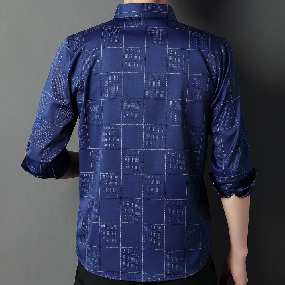 Men's Luxury Casual Plaid Pattern Big Pocket Long Sleeve Shirt