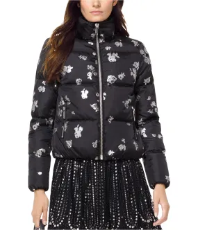 Michael Kors Womens Foil Printed Puffer Jacket