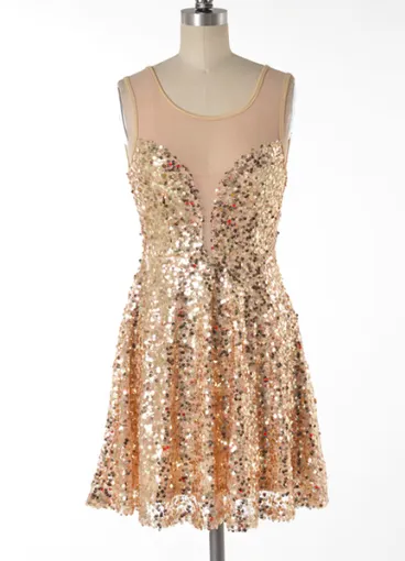 Midnight Rendezvous Gold Sequin Darling Party Dress in Gold