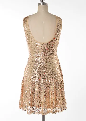 Midnight Rendezvous Gold Sequin Darling Party Dress in Gold