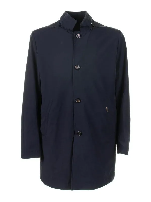 Moorer Long Navy Blue Trench Coat