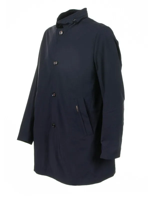 Moorer Long Navy Blue Trench Coat