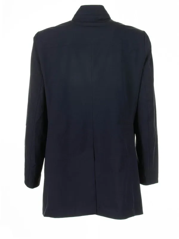 Moorer Long Navy Blue Trench Coat