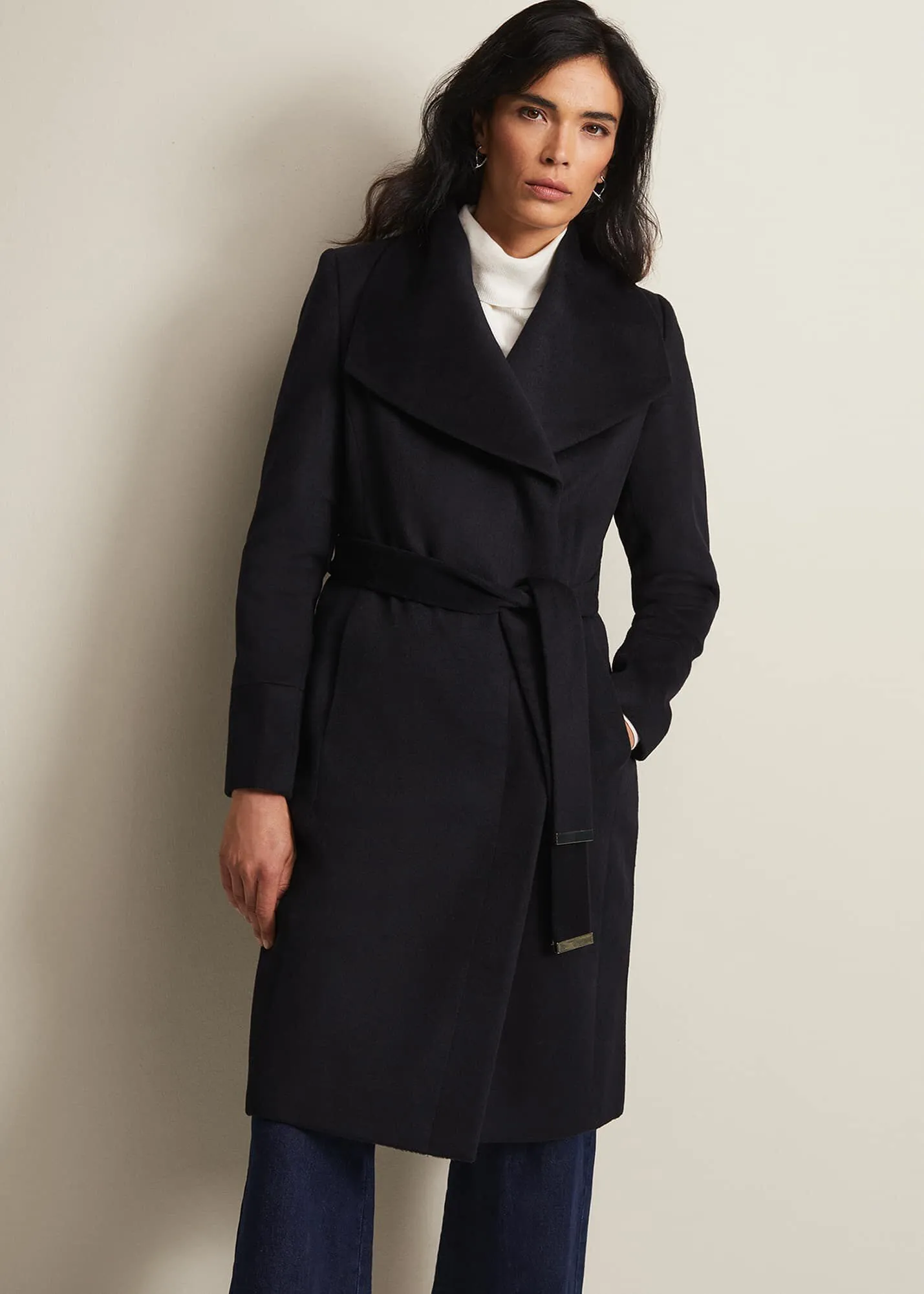 Nicci Navy Wool Smart Coat