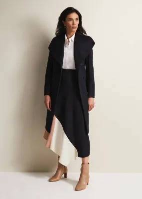 Nicci Navy Wool Smart Coat