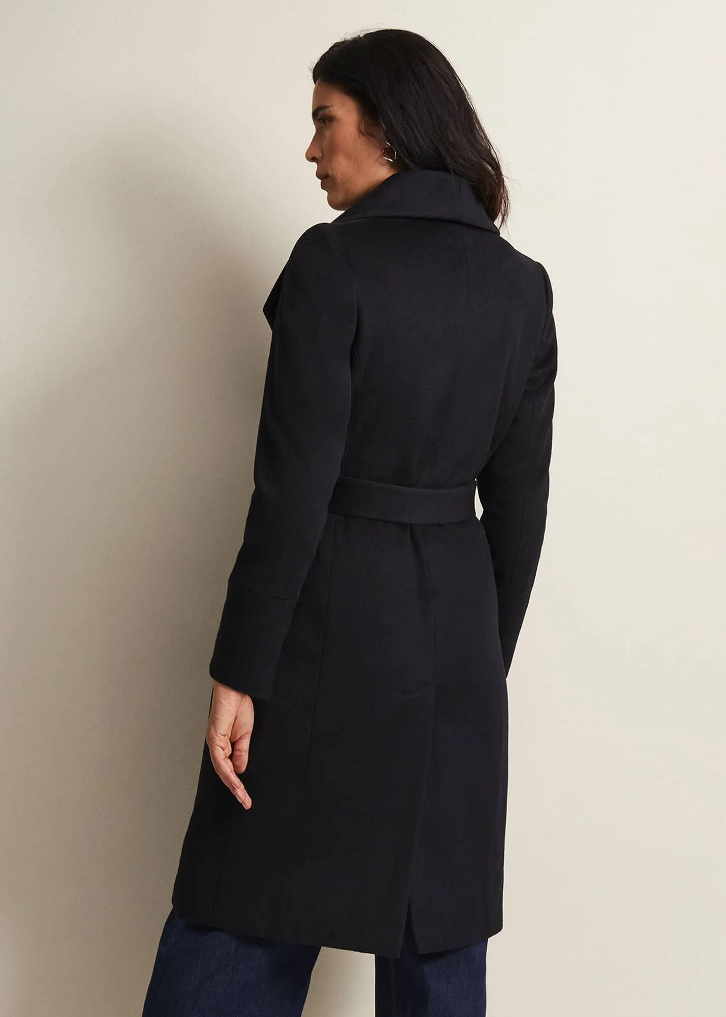 Nicci Navy Wool Smart Coat