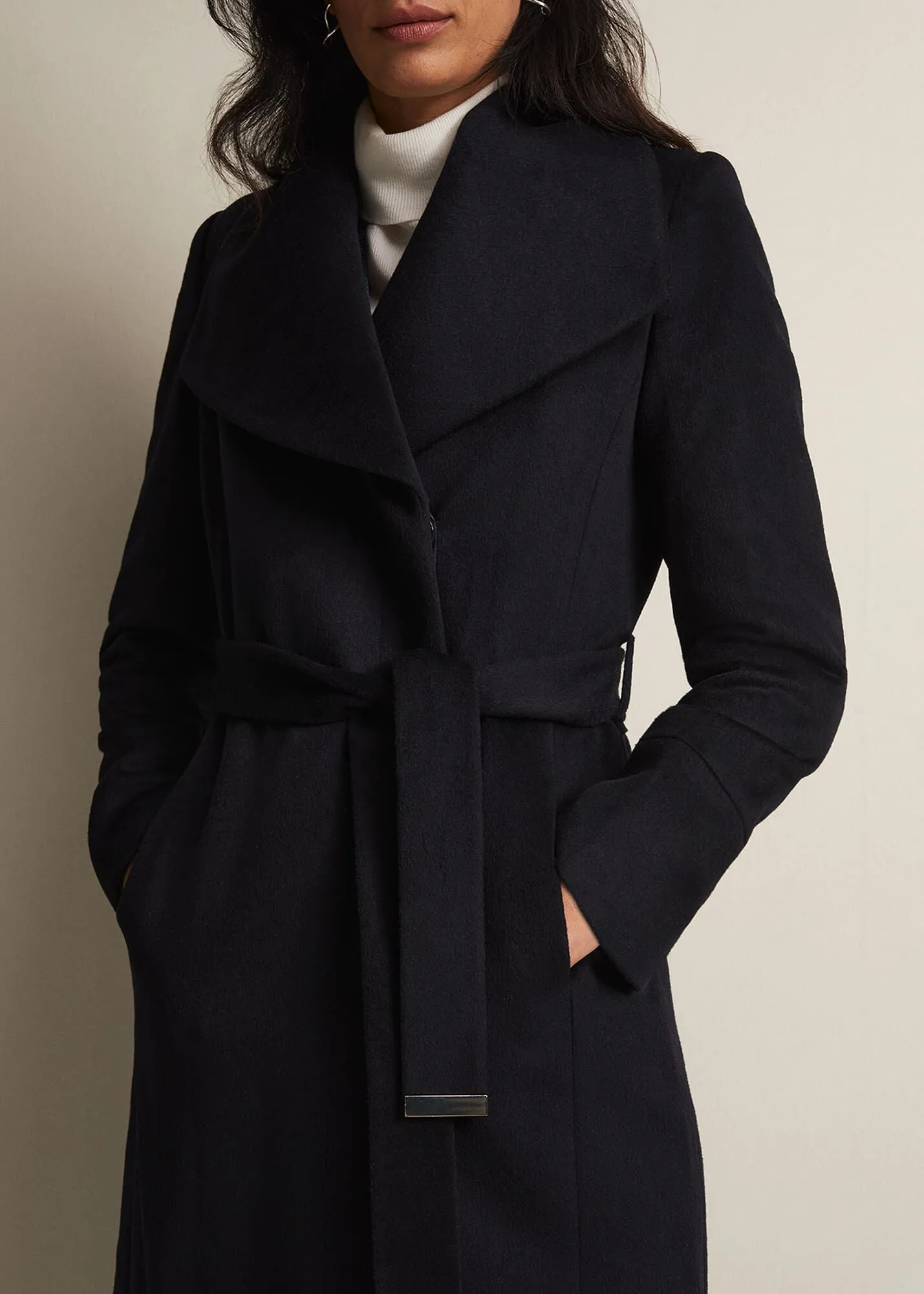 Nicci Navy Wool Smart Coat