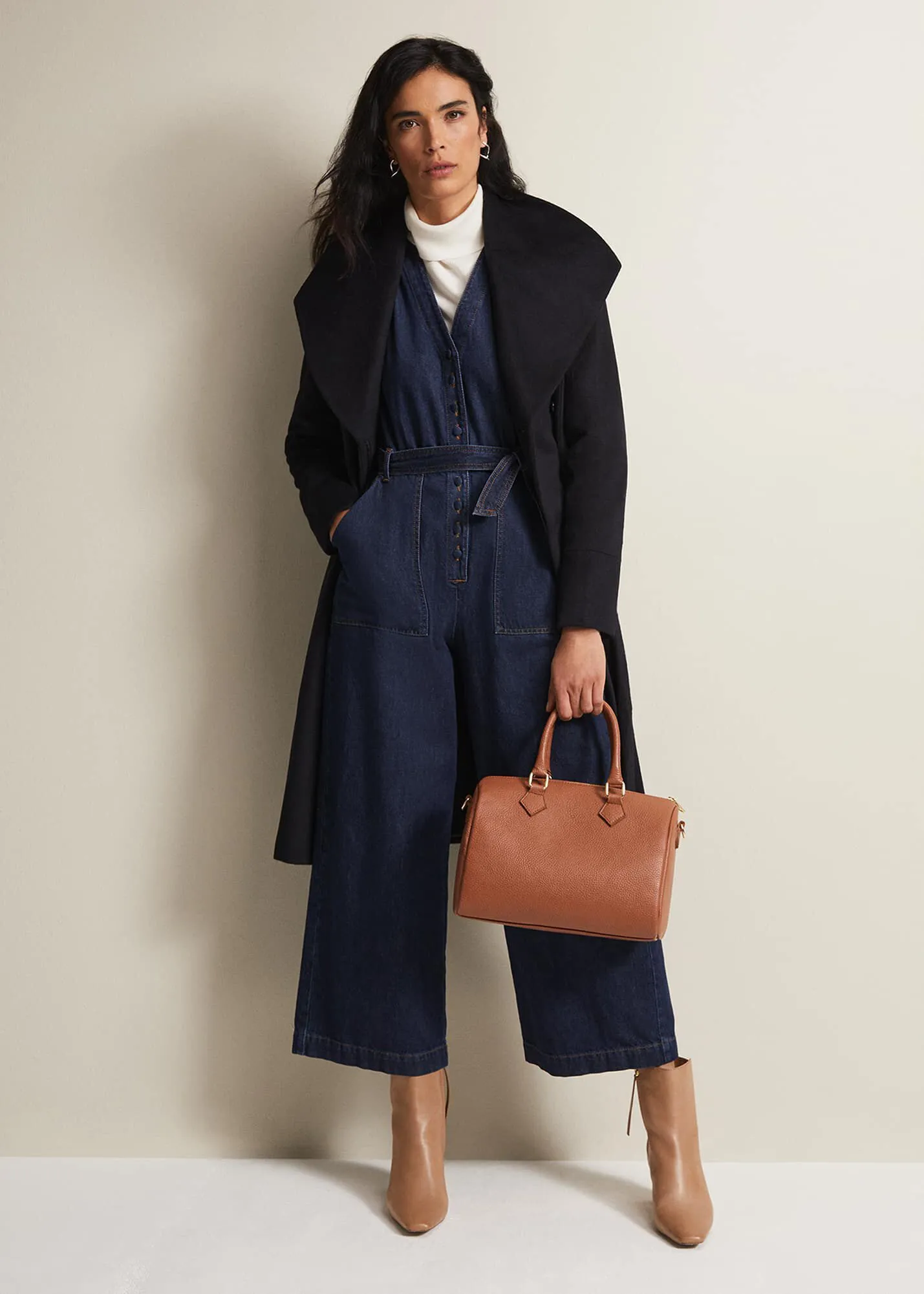 Nicci Navy Wool Smart Coat