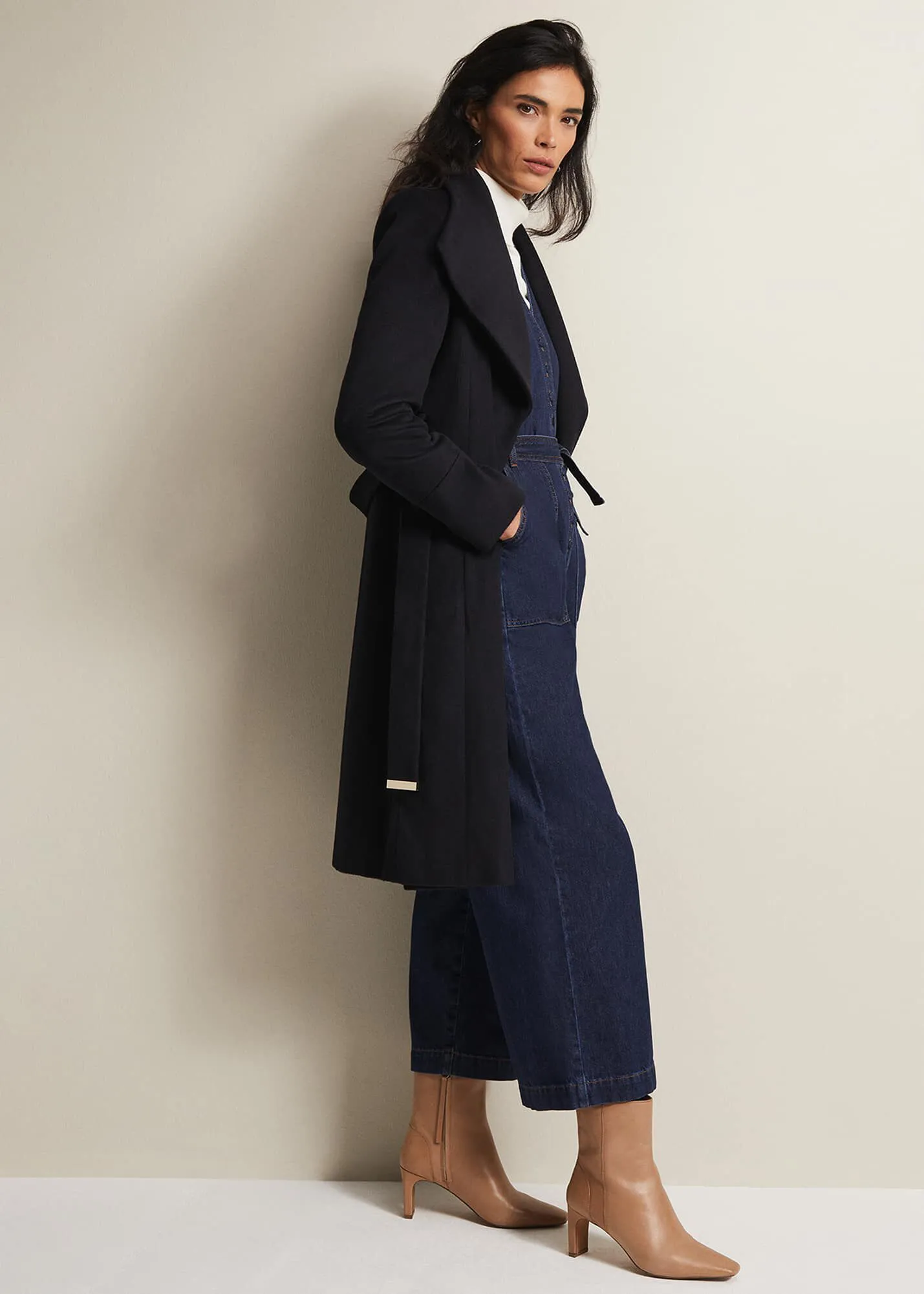 Nicci Navy Wool Smart Coat