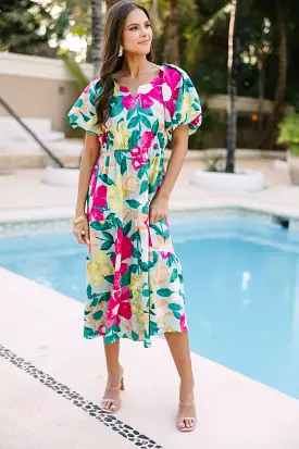 Odds Are In Your Favor Mint Green Floral Midi Dress