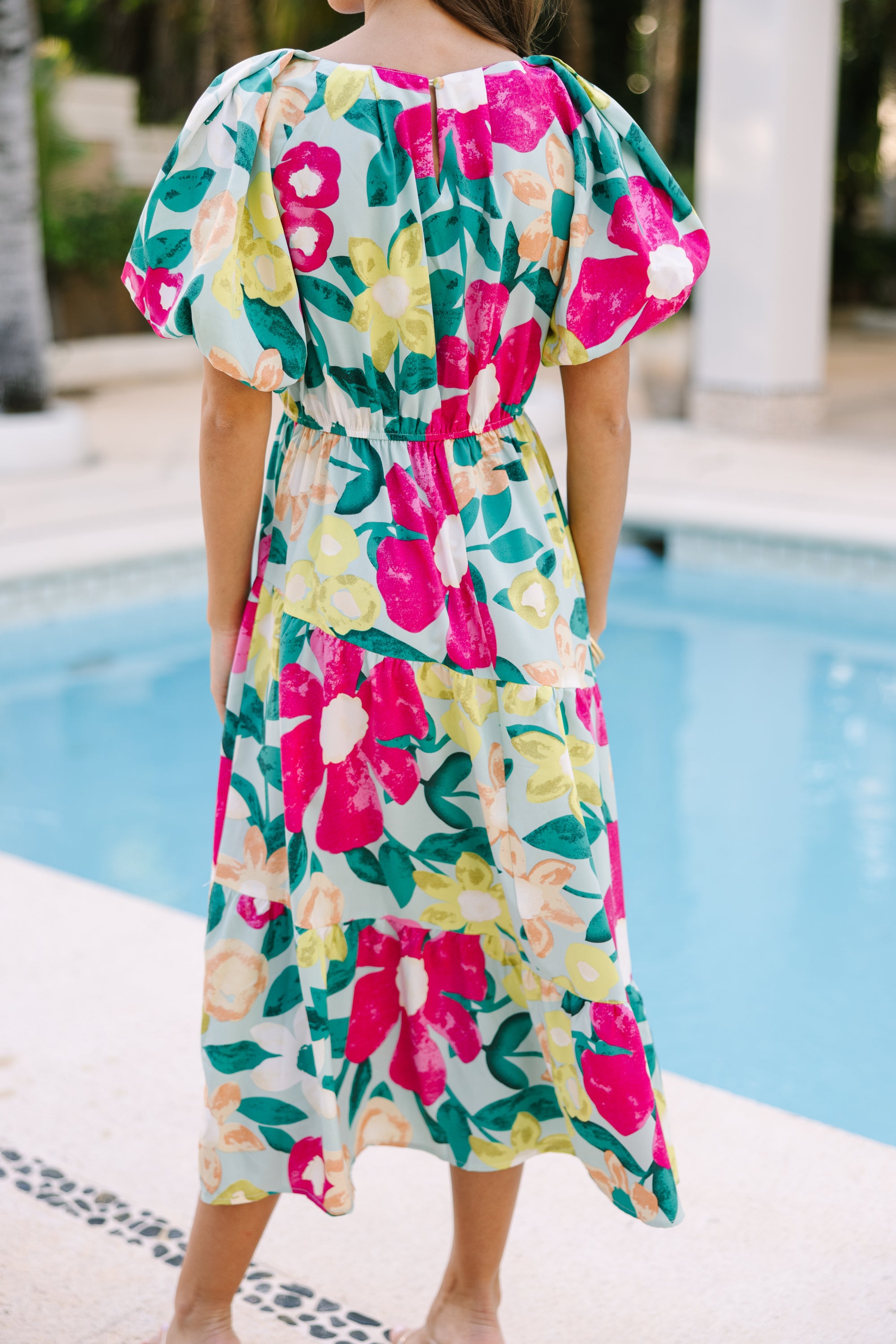 Odds Are In Your Favor Mint Green Floral Midi Dress