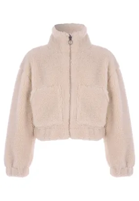 Older Girls Camel Borg Fleece Coat