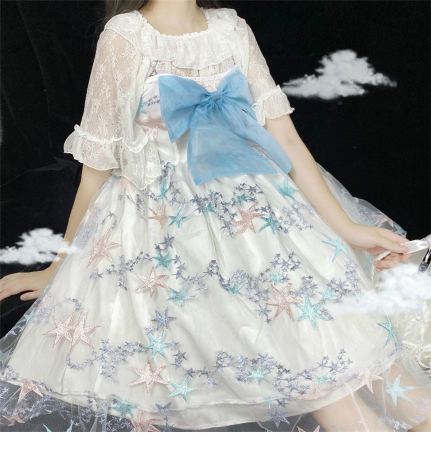 Plus size lolita slip dress more kawaii white stars