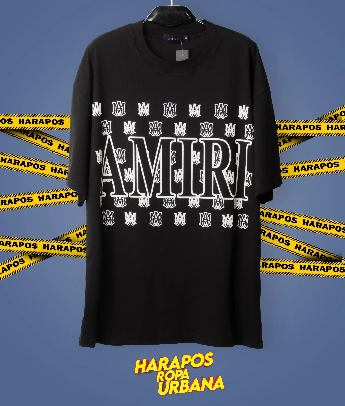 Polera amiri oversize negro detalles varios pequeos