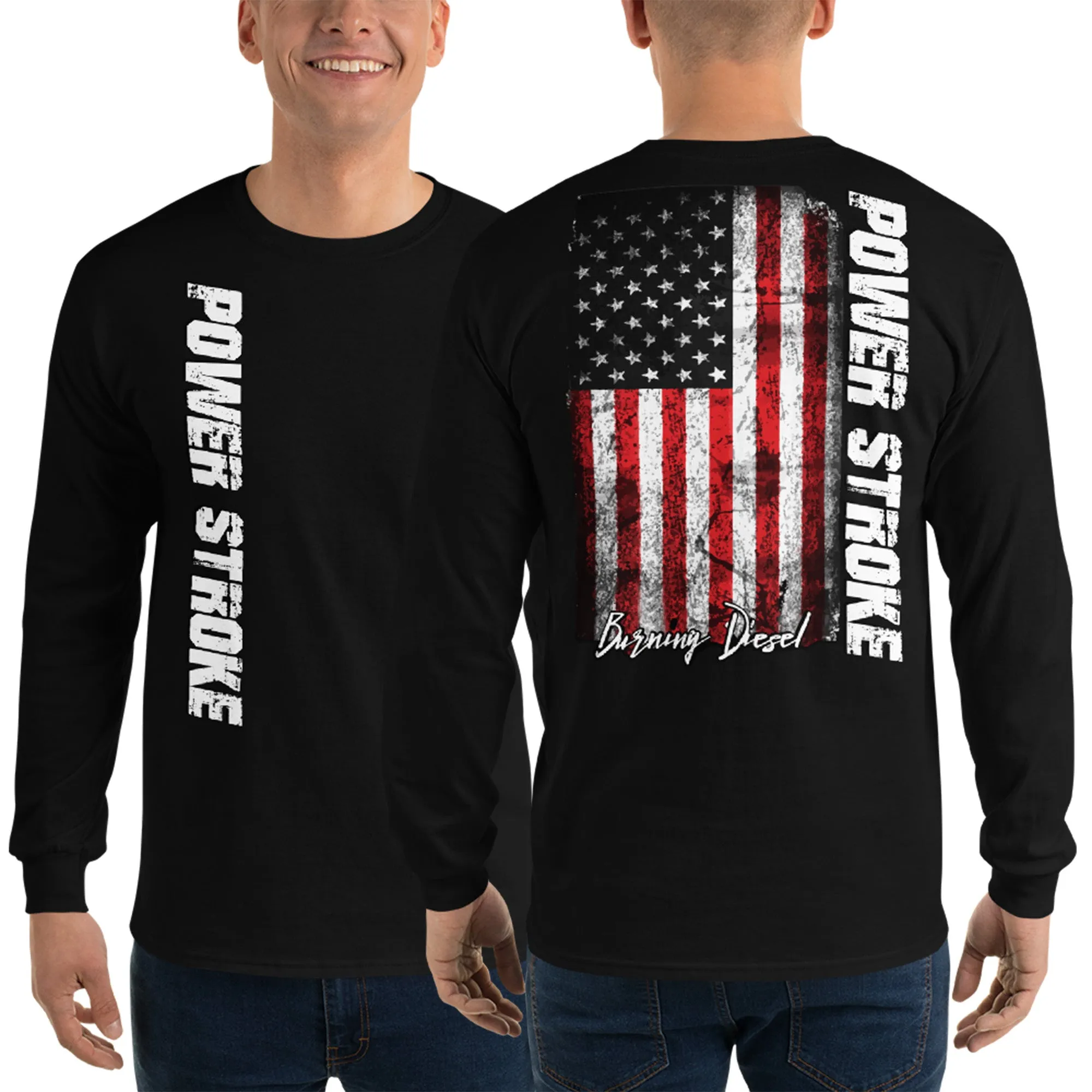 Power Stroke American Flag Long Sleeve T-Shirt