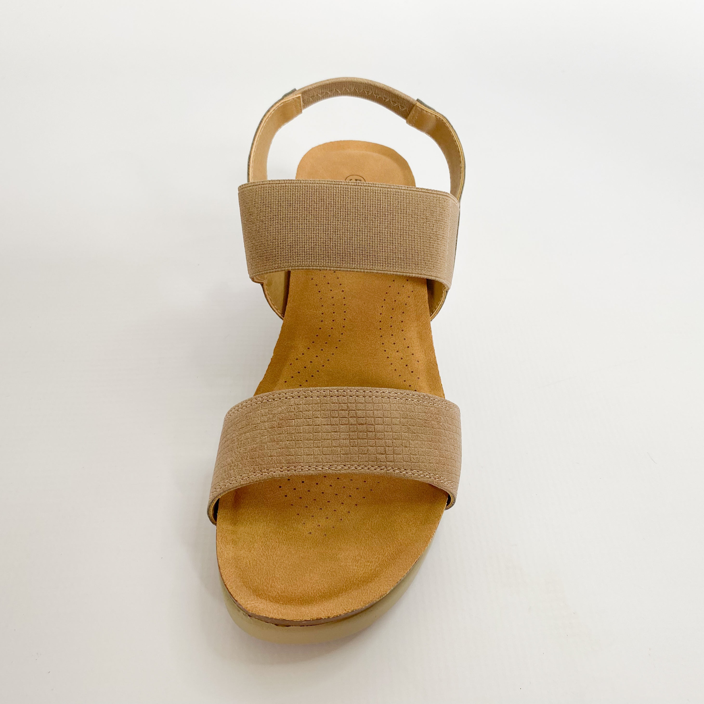 Queue taupe elasticated wedge