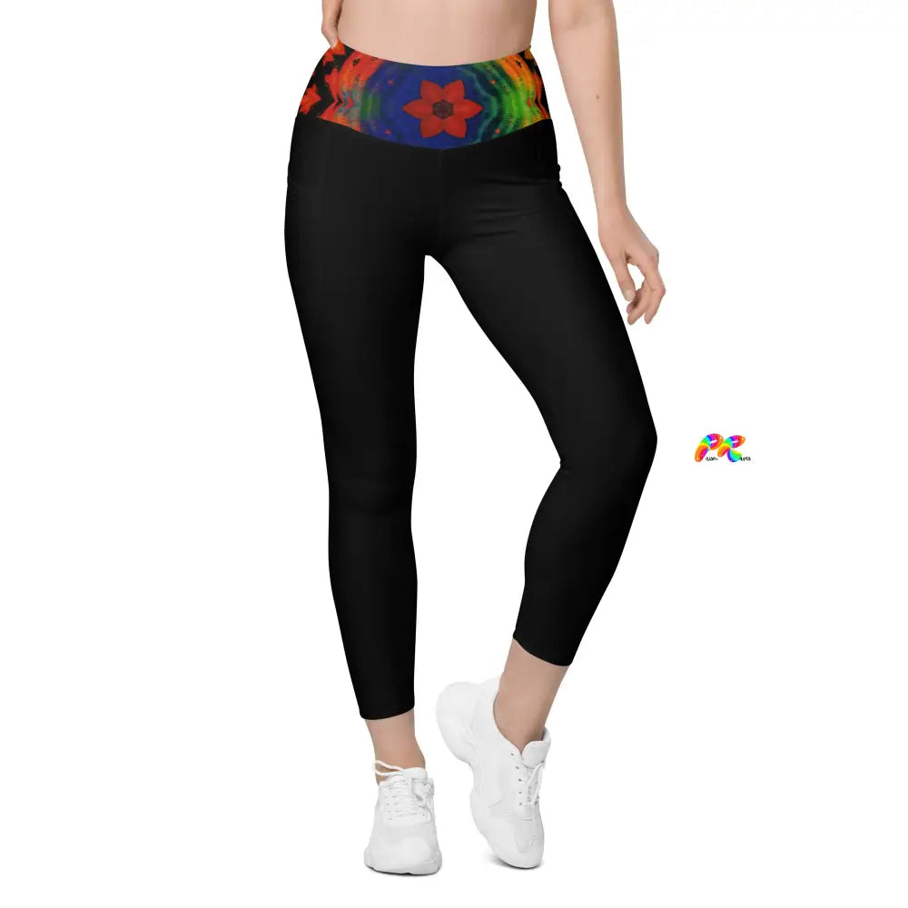 Red Mandala Leggings with pockets