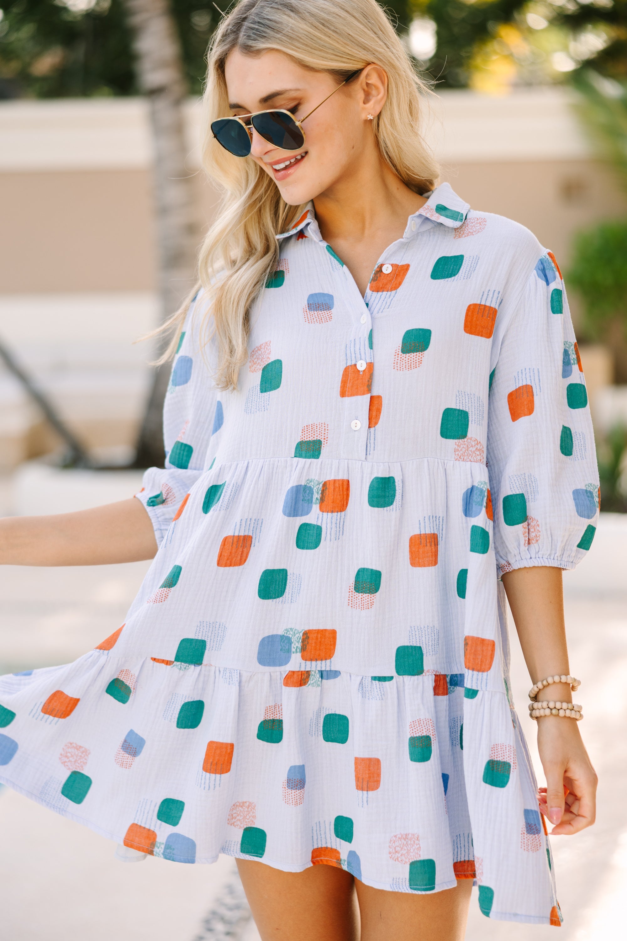 Run Away With Me Light Blue Abstract Dress