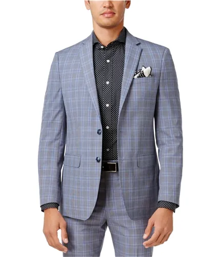 Sean John Mens Plaid Two Button Blazer Jacket, TW1