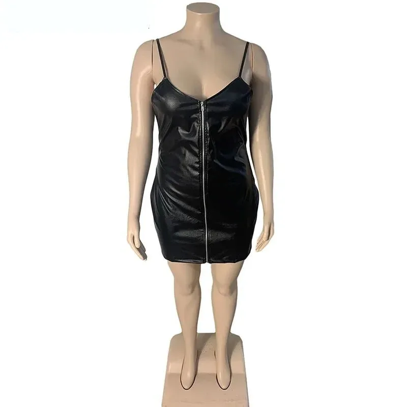 Sexy Zipper Up V Neck Party Bodycon Mid-Calf Dress for Women