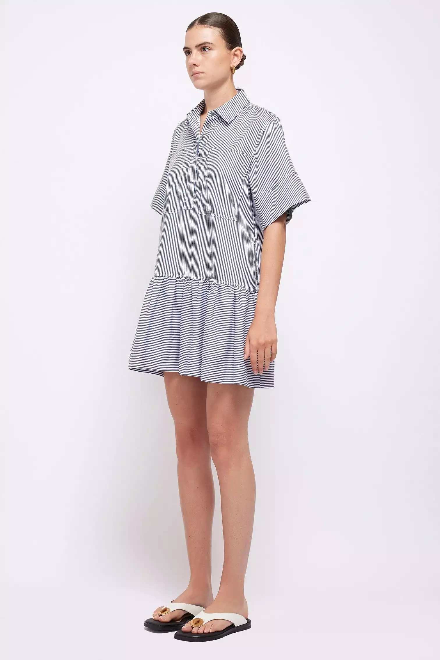 Simkhai Cris Shirt Dress in Midnight Stripe