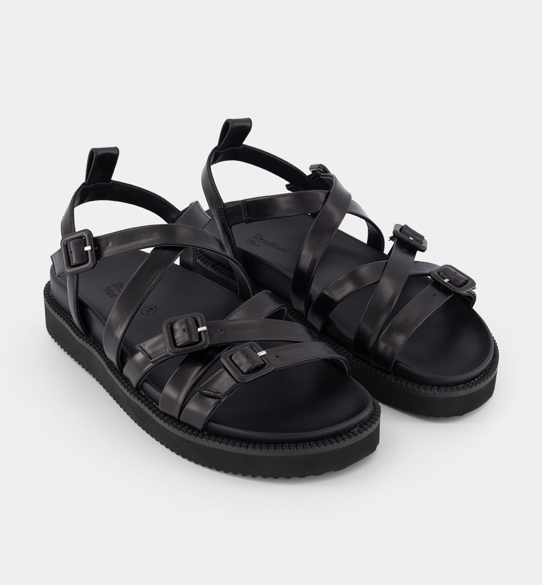 Sophia Strappy Sandal in Black Leather