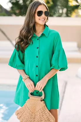 Spring Views Green Button Down Dress