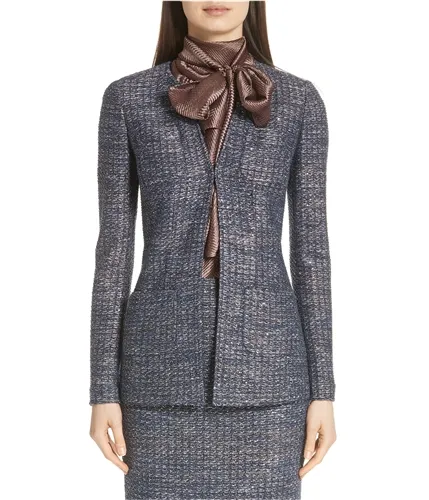 St. John Womens Sequin Tweed Knit One Button Blazer Jacket