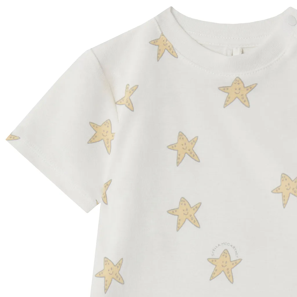 Stella McCartney Baby Dress With All Over Starfish Print White