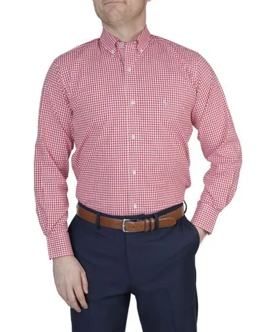 Tailorbyrd Dkny Men's Mini Gingham Cotton Stretch Long Sleeve Shirt