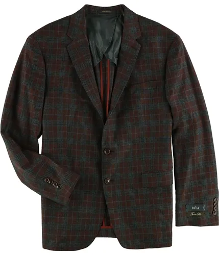 Tasso Elba Mens Plaid Two Button Blazer Jacket