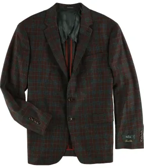 Tasso Elba Mens Plaid Two Button Blazer Jacket