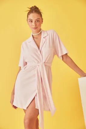 Terry Shirt Dress - Baby Pink