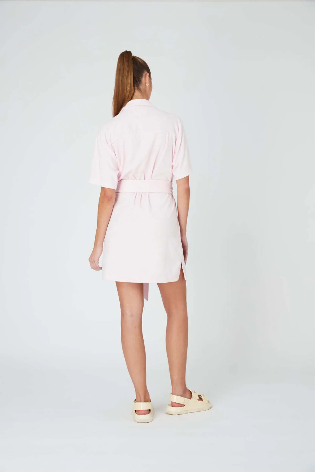 Terry Shirt Dress - Baby Pink