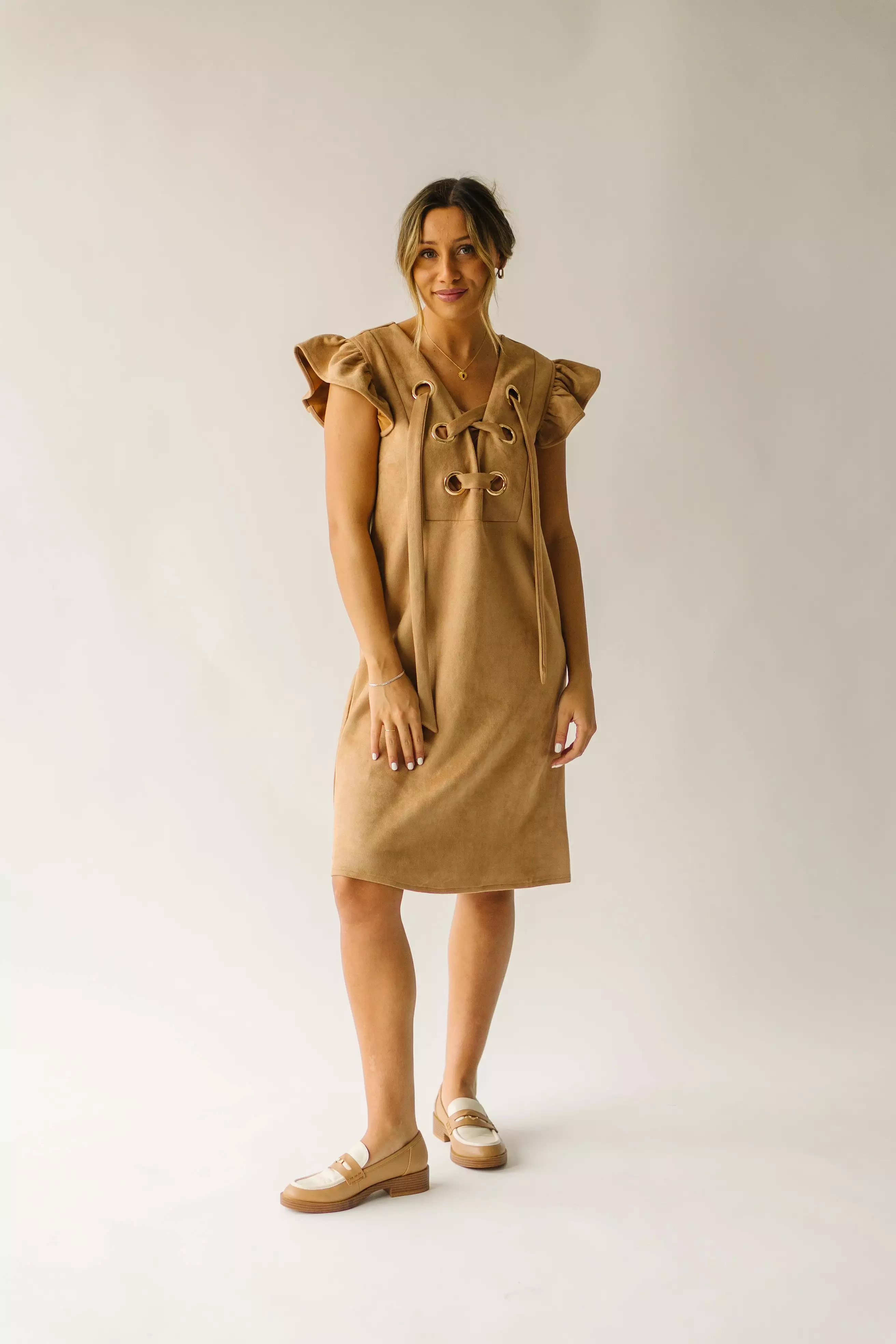 The Alamosa Laced-Up Dress in Camel