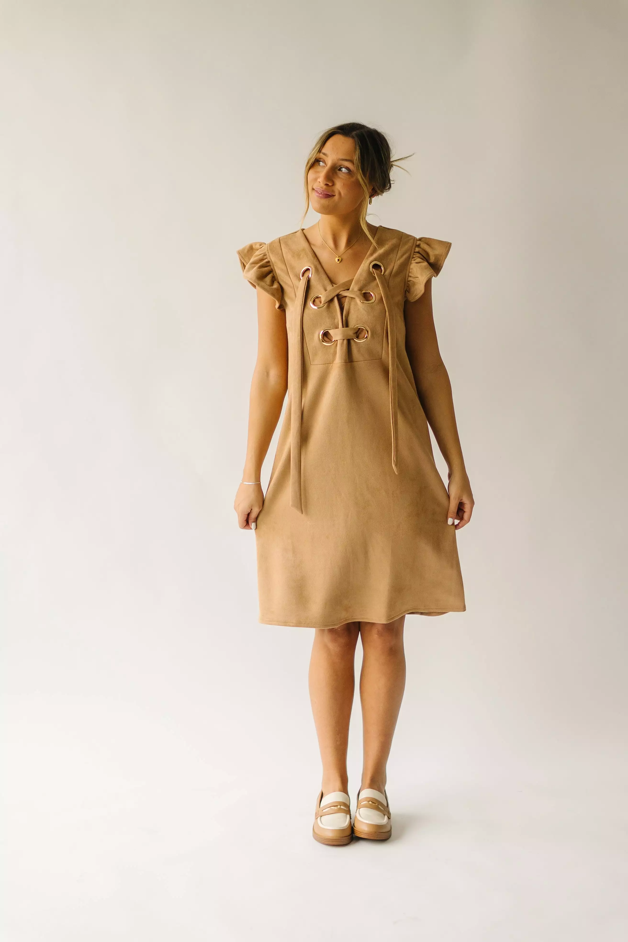 The Alamosa Laced-Up Dress in Camel