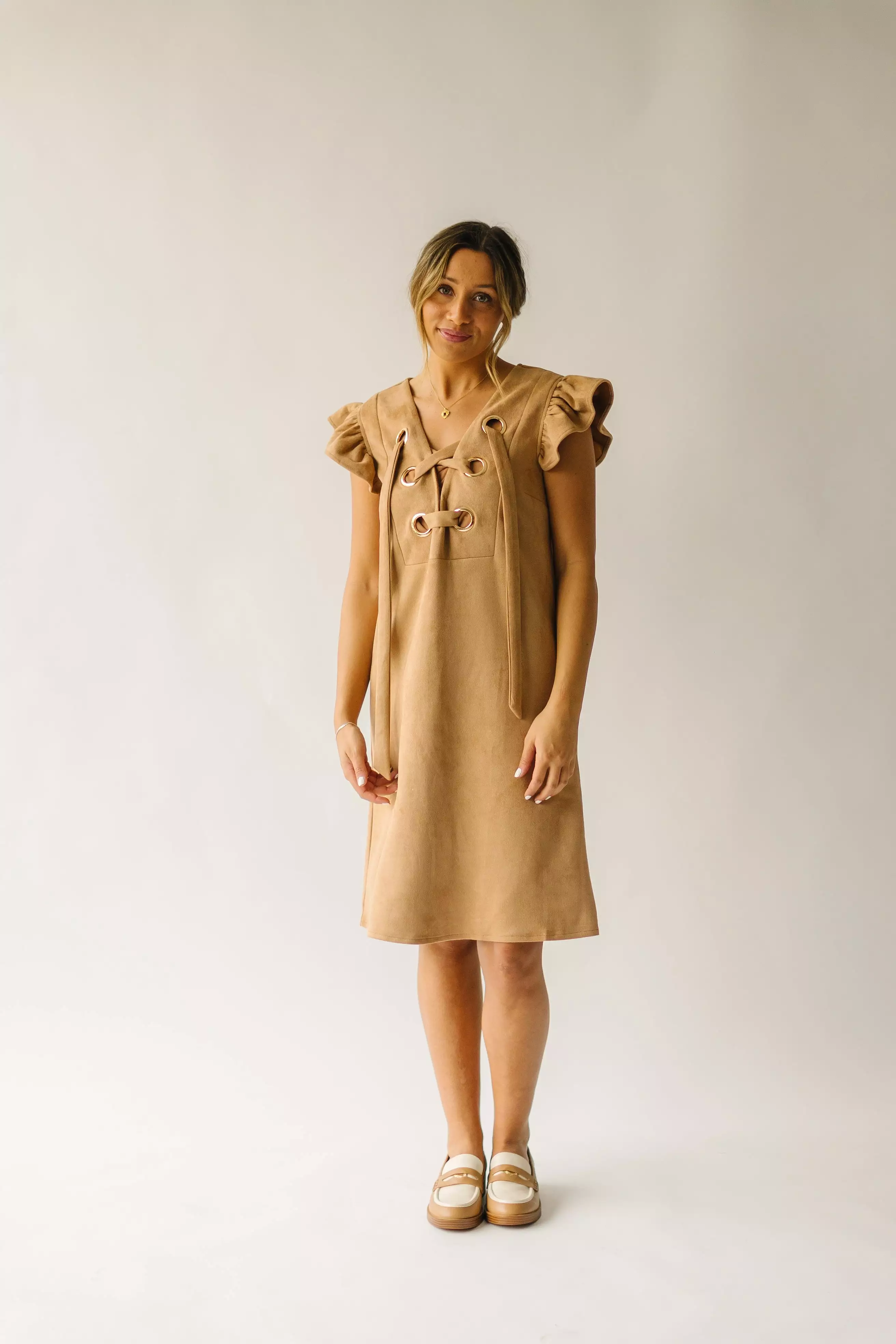 The Alamosa Laced-Up Dress in Camel