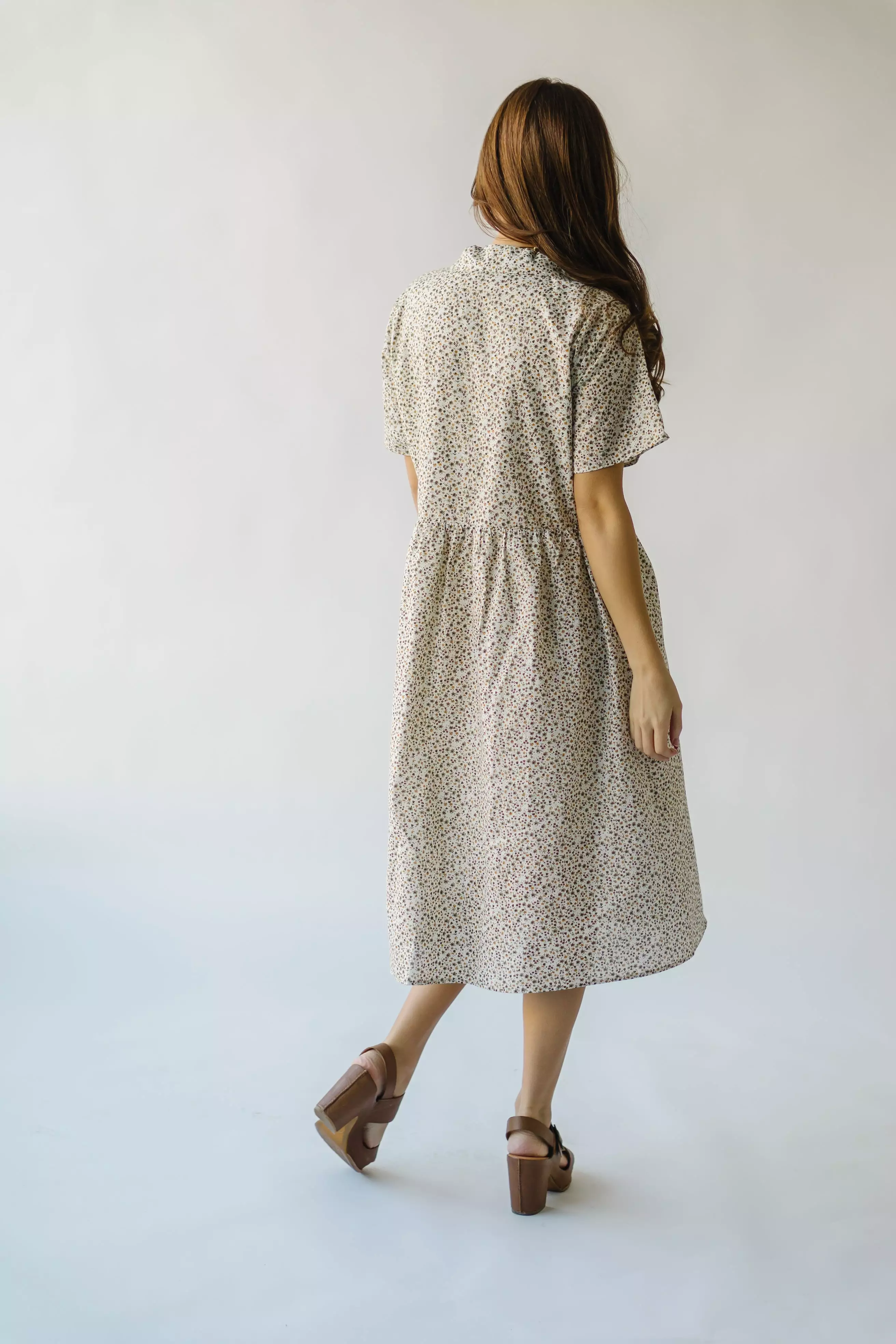 The Stayton Button-Up Dress in Brown Floral