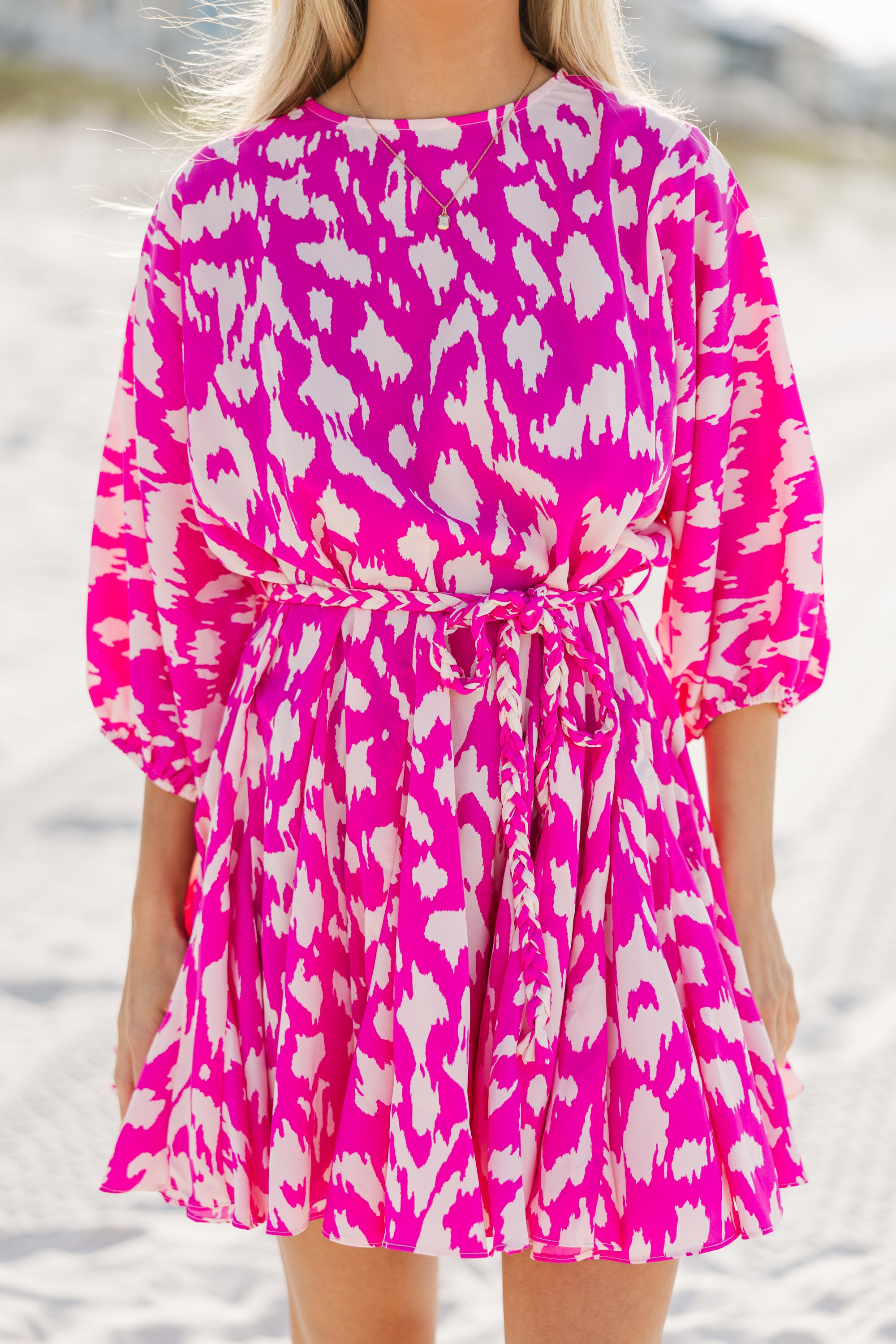 Think About You Fuchsia Pink Abstract Dress