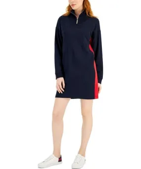 Tommy Hilfiger Womens Knit Mock Neck Sweatshirt Dress