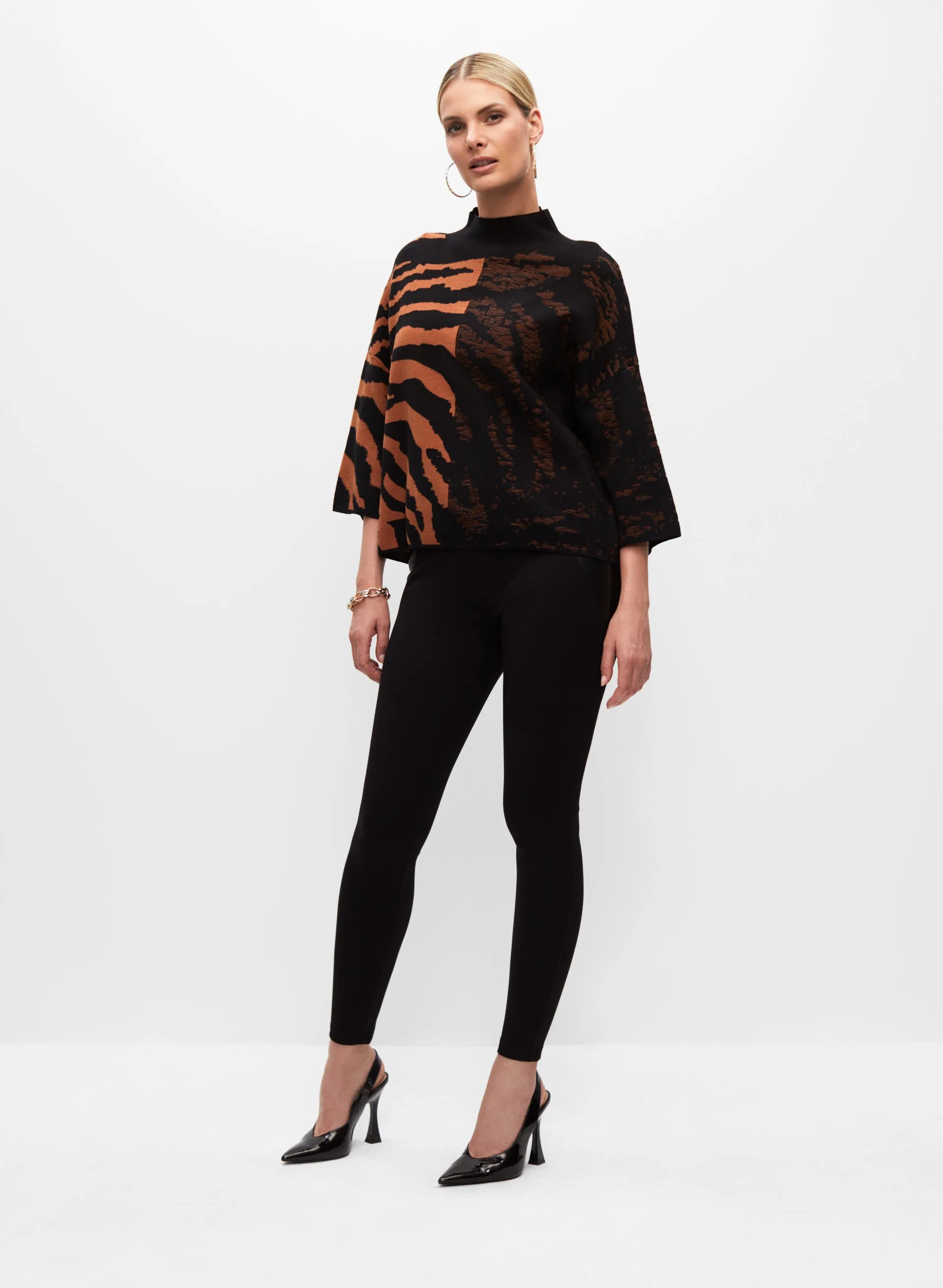 Tonal Zebra Motif Jacquard Sweater