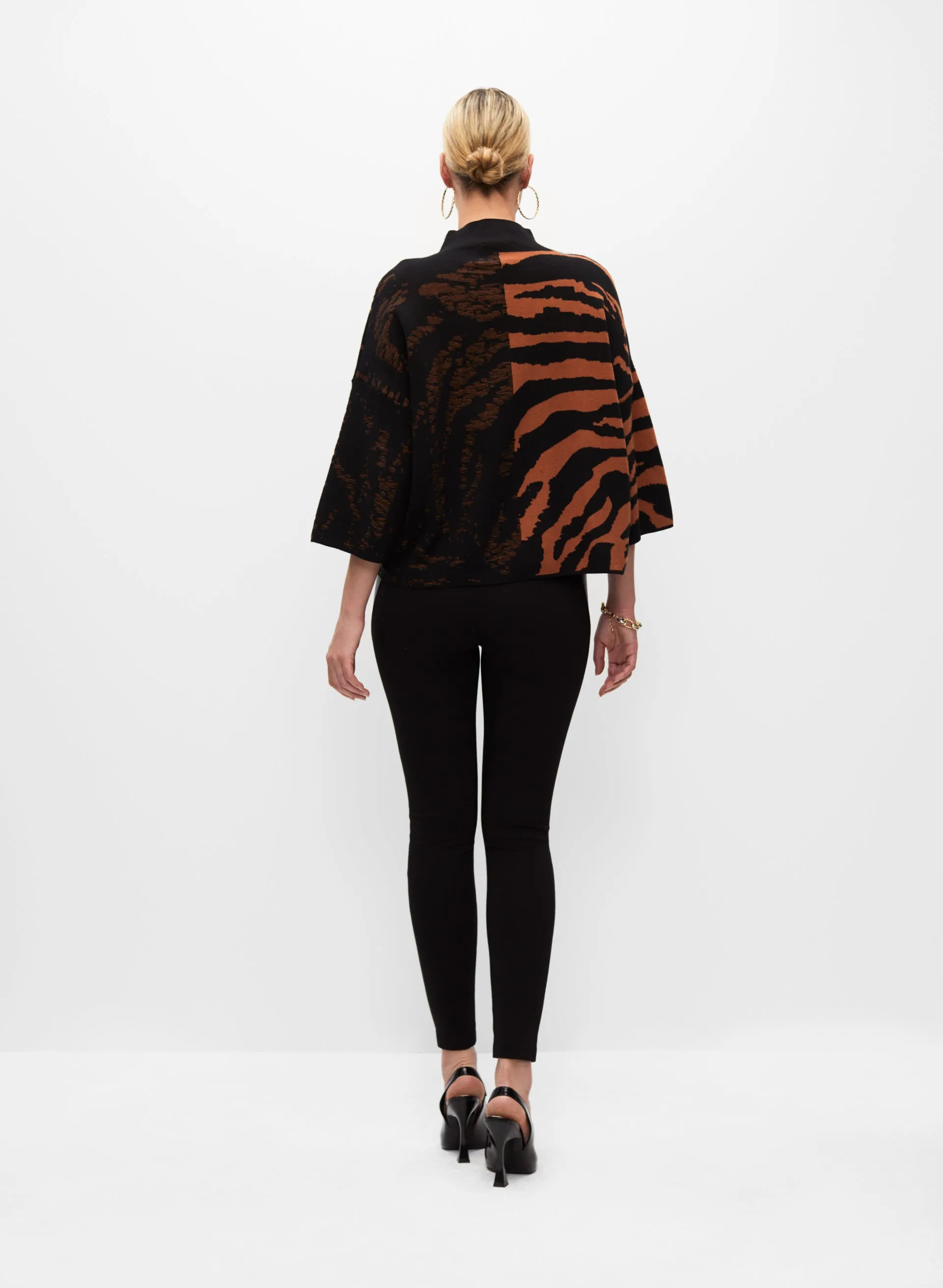 Tonal Zebra Motif Jacquard Sweater