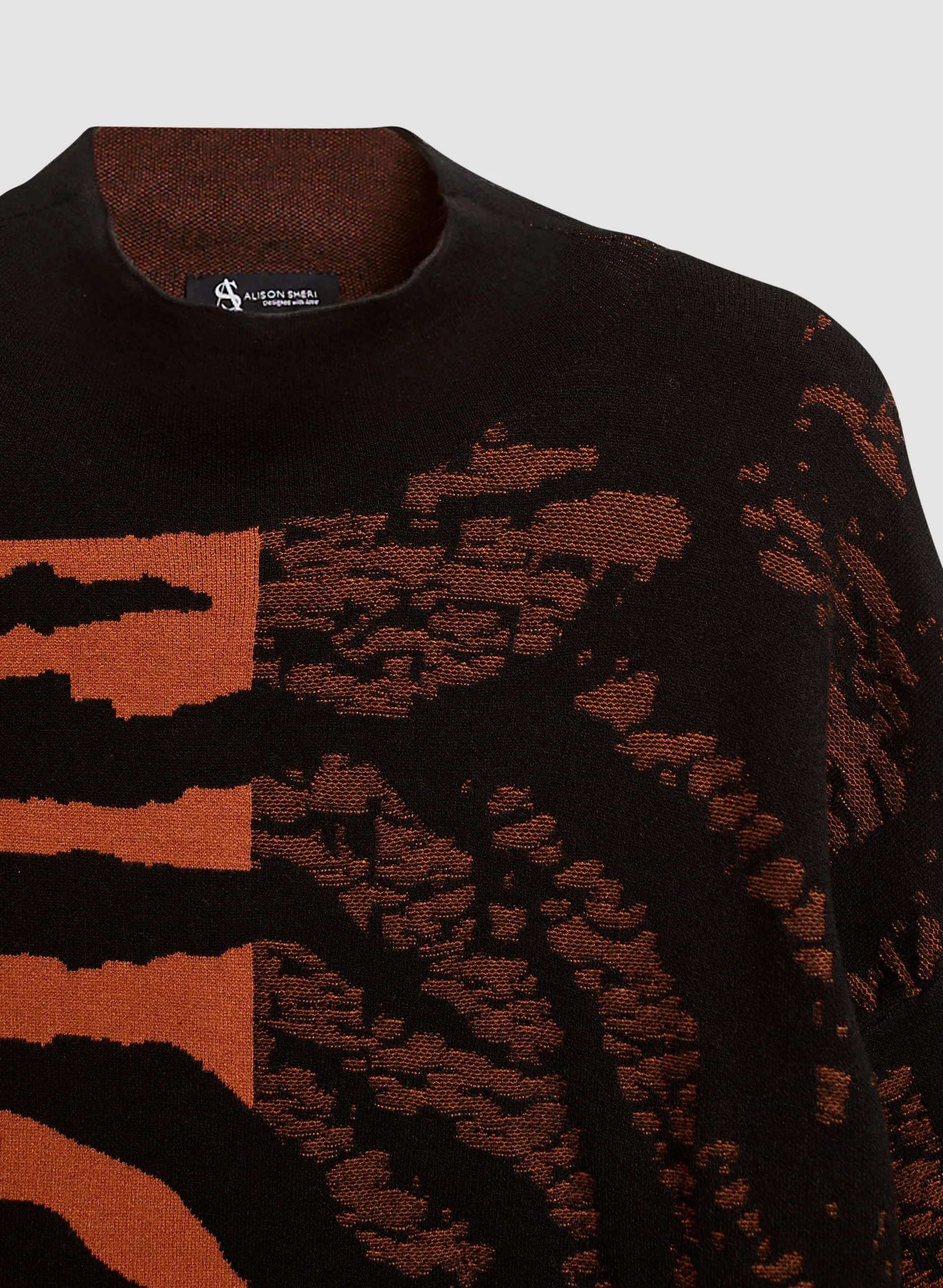 Tonal Zebra Motif Jacquard Sweater