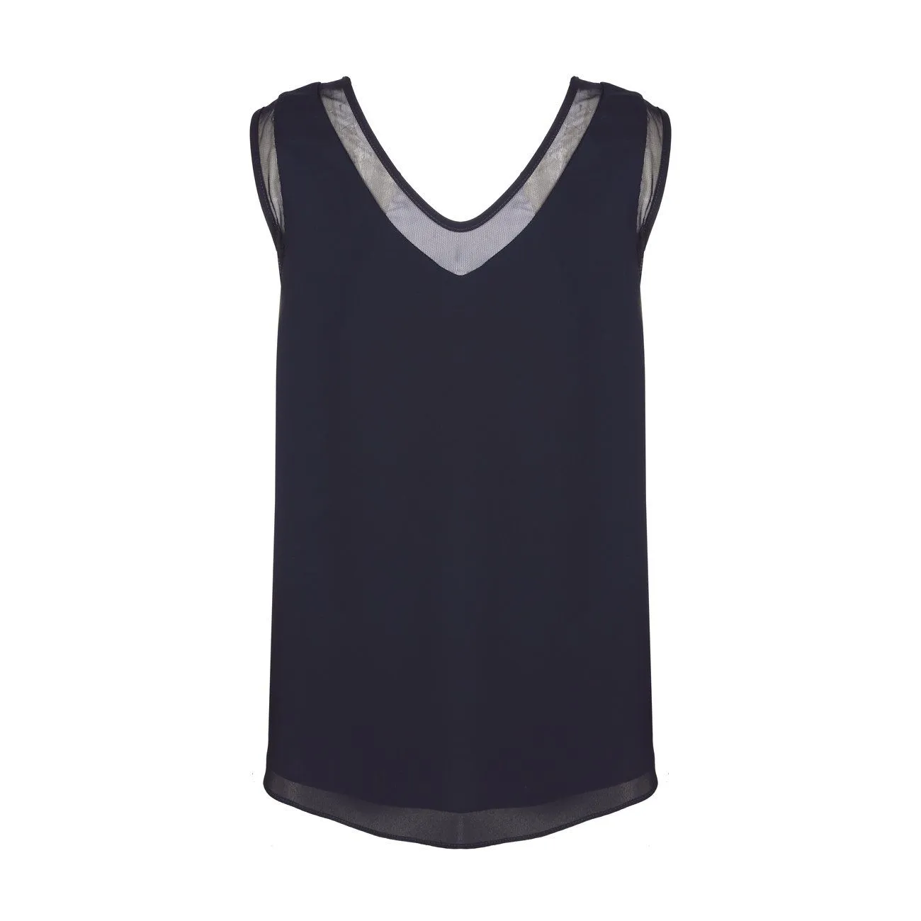 TOP IN CREPE DE CHINE CON INSERTI IN VOILE Donna Midnight blue