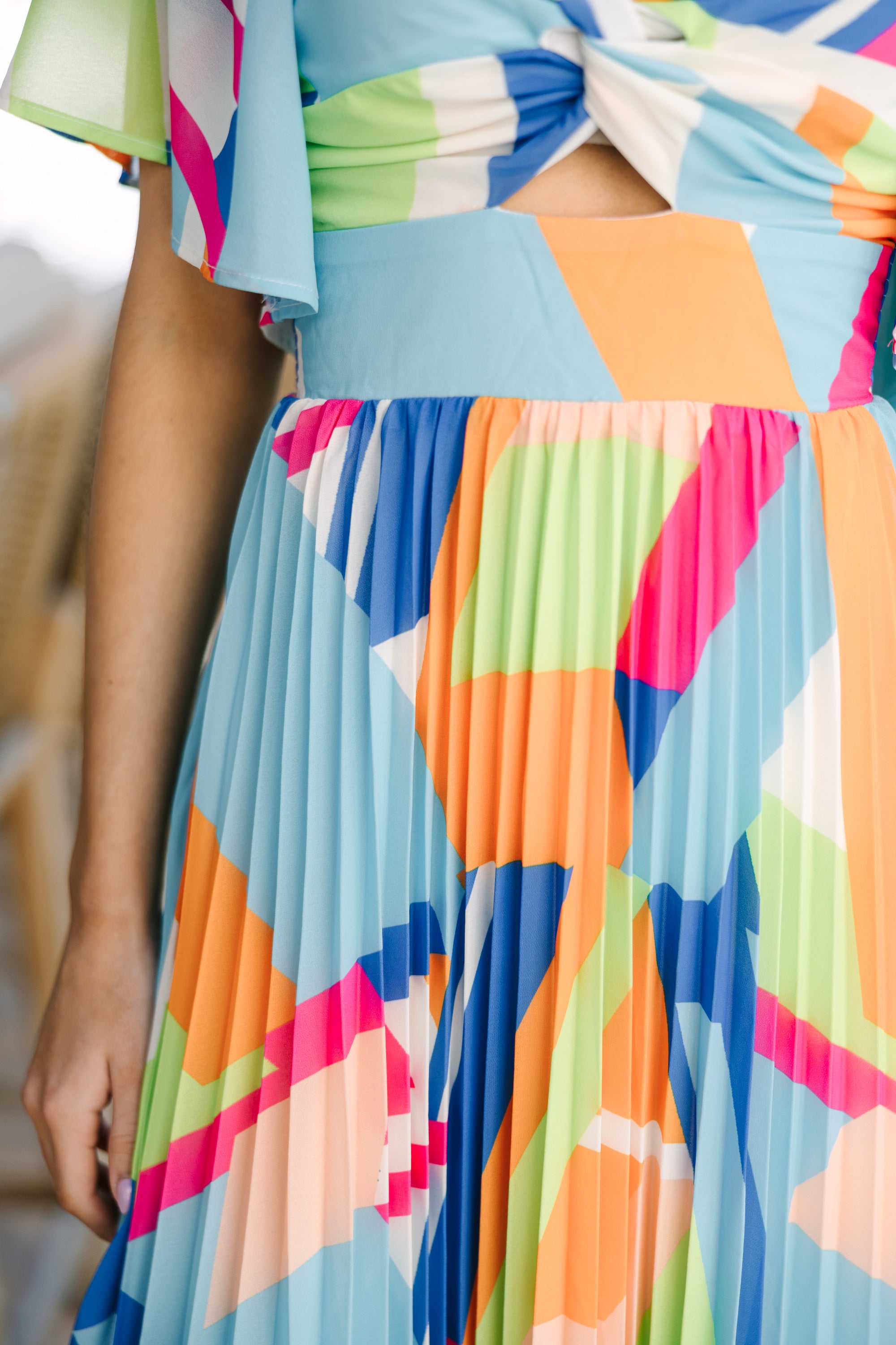 Try Your Best Orange Abstract Midi Dress