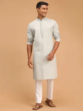 VASTRAMAY Men's Grey Cotton Kurta and Pant Style Pyjama Set