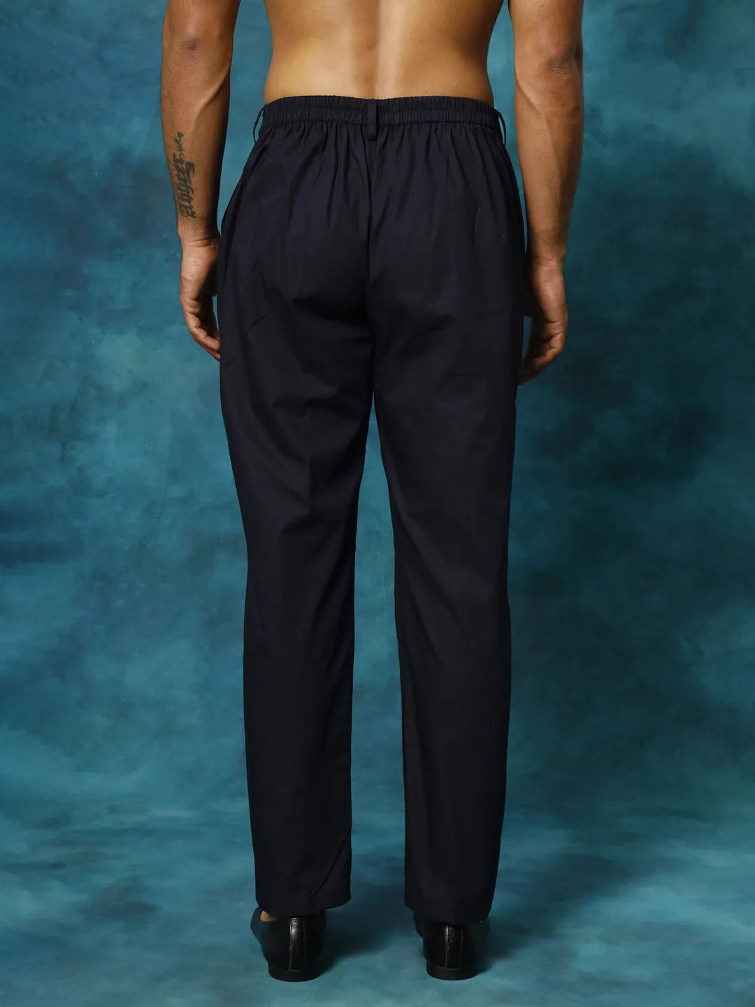 VASTRAMAY Men's Navy Blue Cotton Pant Style Pyjama