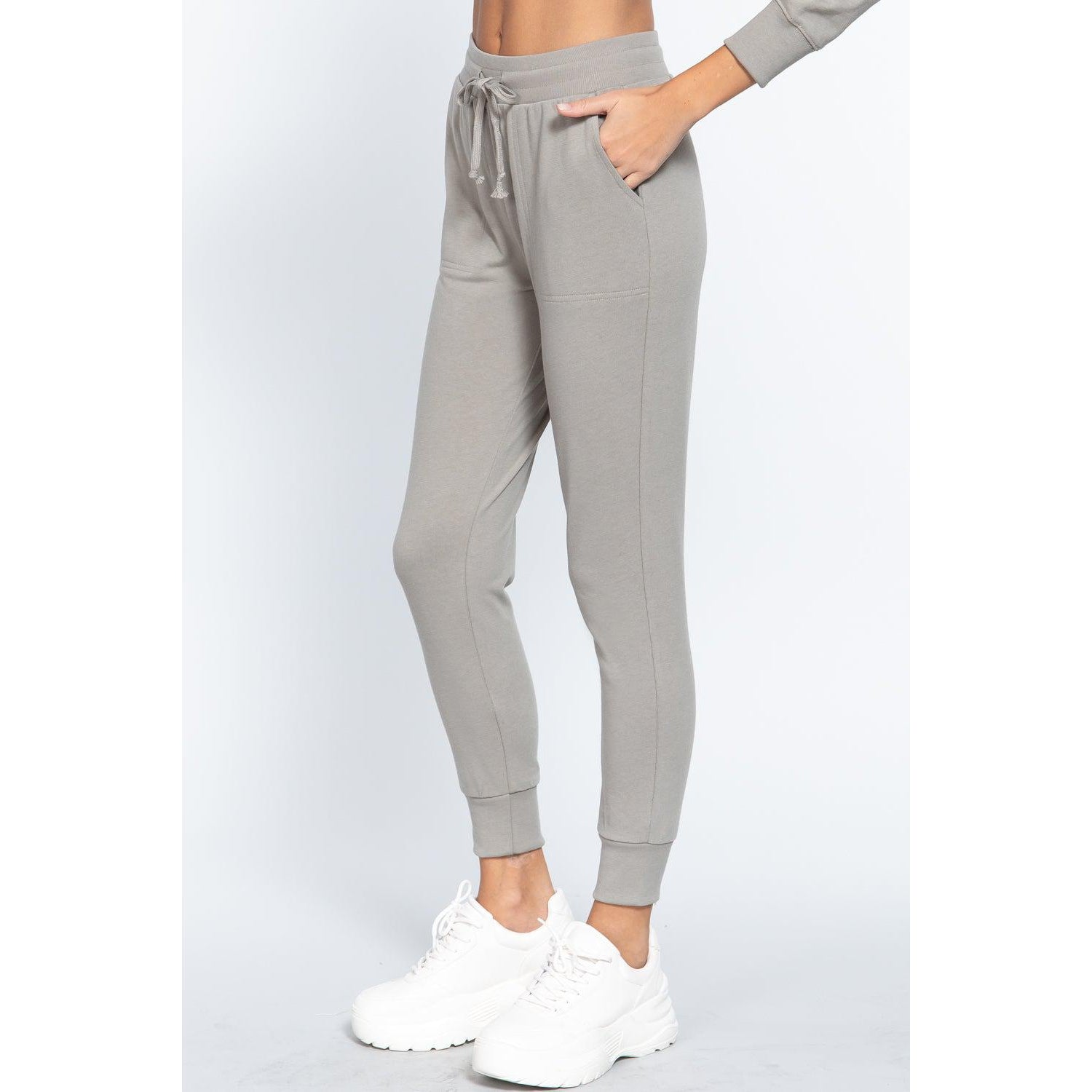 Waist Band Long Sweatpants With Pockets