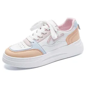 White pink pattern sewn accents shoe sneaker